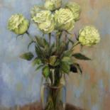 Painting titled "Champagne roses" by Tatyana Chepkasova, Original Artwork, Oil