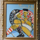 Painting titled "rugby maul" by Jean-Pierre Chevassus-Agnes, Original Artwork, Oil