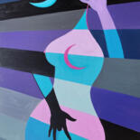 Painting titled "New moon melody" by Chi Nguyen, Original Artwork, Acrylic Mounted on Wood Stretcher frame