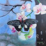 Peinture intitulée "Peinture Papillon e…" par Christelle Cottrelle, Œuvre d'art originale, Acrylique Monté sur Châssis en bo…