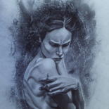 Disegno intitolato "La Farouche" da Christelle Fontenoy, Opera d'arte originale, Carbone