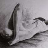 Drawing titled "volupté" by Christelle Fontenoy, Original Artwork, Charcoal