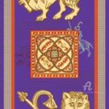 Textile Art titled "Lions (Style médiév…" by Christian Boulad (Xian), Original Artwork