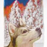 Painting titled "Furry... le Husky" by Christian Boulad (Xian), Original Artwork, Oil