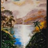 Painting titled "AMAZONIE HUILE" by Christian Garnier, Original Artwork, Acrylic Mounted on Wood Stretcher frame