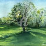 Painting titled "L'arbre dans le fos…" by Christian Simonian, Original Artwork, Watercolor