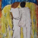Картина под названием "Le Couple au parapl…" - Christiane Guerry, Подлинное произведение искусства, Акрил