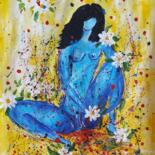 Painting titled "LADY BLUE" by Christiane Guerry, Original Artwork, Acrylic