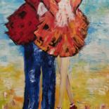 Painting titled "AMOUREUX 2014" by Christiane Guerry, Original Artwork, Oil