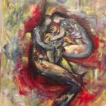 Painting titled "Le Couple et l'Enfa…" by Christiane Guerry, Original Artwork, Acrylic