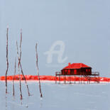 Peinture intitulée "Bassin d'Arcachon,…" par Christian Naura, Œuvre d'art originale, Huile Monté sur Châssis en bois