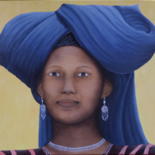 Painting titled "femme du niger" by Christian Salaun, Original Artwork, Oil