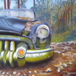 Painting titled "vieille voiture en…" by Christine Chevieux, Original Artwork, Oil