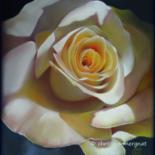 Peinture intitulée "rose blanche" par Christine Mergnat, Œuvre d'art originale, Pastel