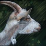 Peinture intitulée "le cabri de Corie #…" par Christine Mergnat, Œuvre d'art originale, Pastel