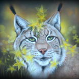 Картина под названием ""lynx"" - Christine Mergnat, Подлинное произведение искусства, Пастель