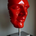 Sculpture intitulée "Red face" par Christophe Clement, Œuvre d'art originale, Aluminium