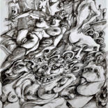 Dessin intitulée "Le jardin des délic…" par Christophe Gol, Œuvre d'art originale, Encre
