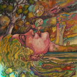 Peinture intitulée "Rêveuse" par Christophe Gol, Œuvre d'art originale, Gouache