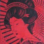 Painting titled "geisha au parapluie" by Chrystel Mialet, Original Artwork