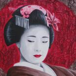 Painting titled "petite geisha rd ro…" by Chrystel Mialet, Original Artwork