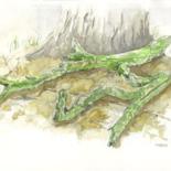 Painting titled "Green Branch" by Cindy Krysac, Original Artwork