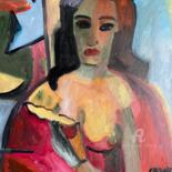 Painting titled ""Féminité Fauve et…" by Claire Marie Gay, Original Artwork, Oil Mounted on Wood Panel