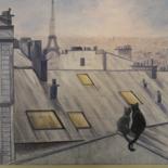 Painting titled "Les toits de Paris" by Clayre Paris, Original Artwork, Oil