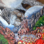 Painting titled "Dragon" by Claude Blaesius, Original Artwork, Acrylic