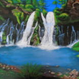 Painting titled "Chute d'eau" by Claude Blaesius, Original Artwork, Acrylic