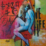 Painting titled "EN - VIE" by Claude Géan, Original Artwork, Acrylic Mounted on Wood Stretcher frame