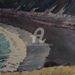 Peinture intitulée "La plage de sable n…" par Claude Marchalot, Œuvre d'art originale, Aquarelle