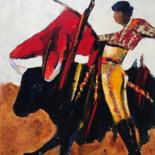 Painting titled "Torero à la feuille…" by Claude Goument, Original Artwork, Acrylic