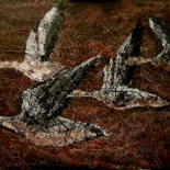 Peinture intitulée "Les oies sauvages" par Claude Grand, Œuvre d'art originale, Acrylique