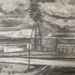Desenho intitulada "Far Far West" por Claudine Coutant, Obras de arte originais, Carvão