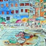 Painting titled "City of Italy" by Clement Tsang, Original Artwork, Watercolor
