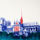 Dessin intitulée "Notre Dame" par Cm2t, Œuvre d'art originale, Stylo à bille