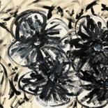Painting titled "Fleurs noires" by Apo, Original Artwork, Acrylic