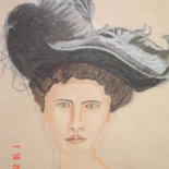 Painting titled "Femme  de 1800" by Colette Rhode, Original Artwork, Oil