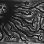 Drawing titled "Vision tentaculaire" by Corentin Cordier, Original Artwork, Charcoal
