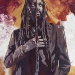 Painting titled "Lucky Dube" by Corine Belec, Original Artwork