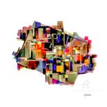 Digital Arts titled "Abstrait 31" by Corinne Sassi (Cjr sassi), Original Artwork, Digital Painting Mounted on Wood Stretcher…