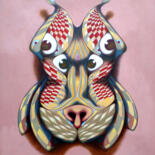 Painting titled "The dog mask" by Federico Cortese, Original Artwork, Oil