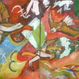 Картина под названием "Oiseaux" - Myriam Courty, Подлинное произведение искусства, Акрил Установлен на Деревянная рама для н…