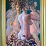 Painting titled "BIBLE SNAKE KISS GO…" by Dags, Original Artwork, Oil