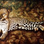 Painting titled "Leopard in Wildlife…" by Dan Civa, Original Artwork, Oil