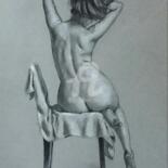 Drawing titled "Nudo di schiena sed…" by Daniela Protopapa, Original Artwork, Charcoal