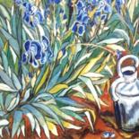 Peinture intitulée "Les iris" par Kévin Blot, Œuvre d'art originale, Huile