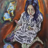Painting titled "play with me" by Daniele Zaggia, Original Artwork, Acrylic Mounted on Cardboard