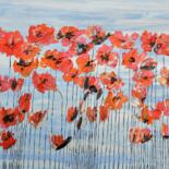 Painting titled "Poppies And Blue Sky" by Daniel Urbaník, Original Artwork, Oil